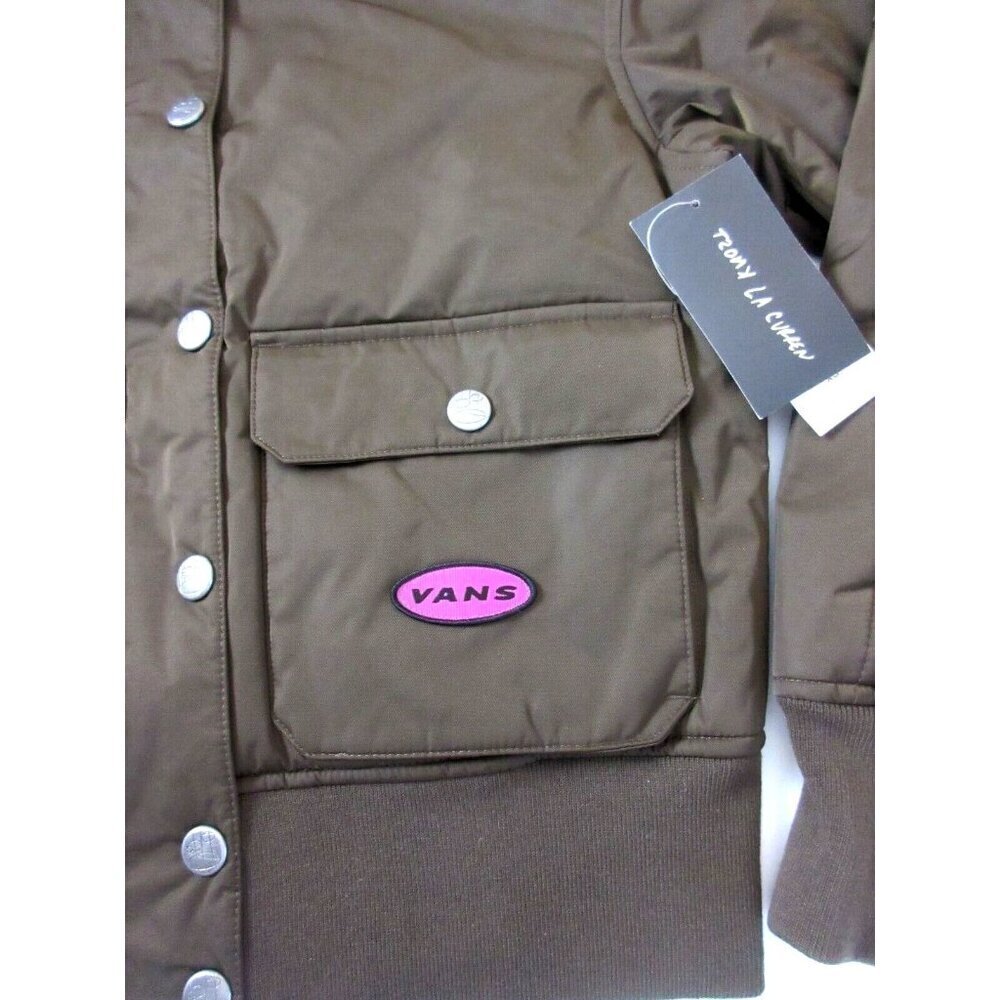 Vans x Curren x Knost Women's Full Zipper Bomber Jacket Demitasse Brown NWT - Picture 3 of 6
